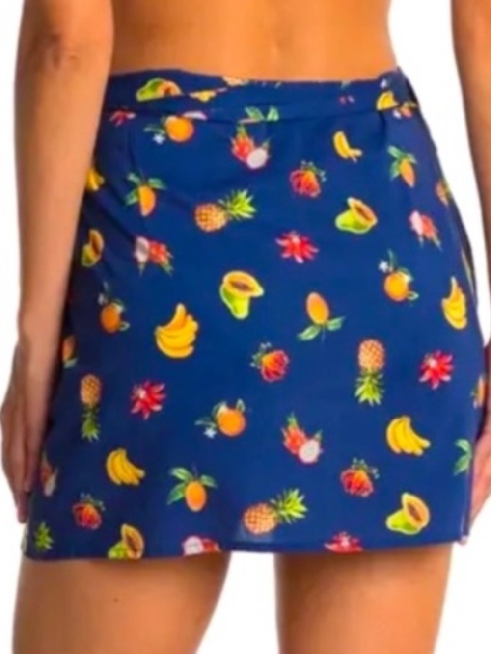 WEWOREWHAT Blue Depth Chloe Cover-Up Mini Skirt Fruit Print - Picture 2 of 5